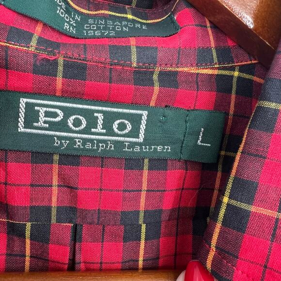 Polo by Ralph Lauren men's red & green plaid holiday winter button down large - Picture 4 of 5